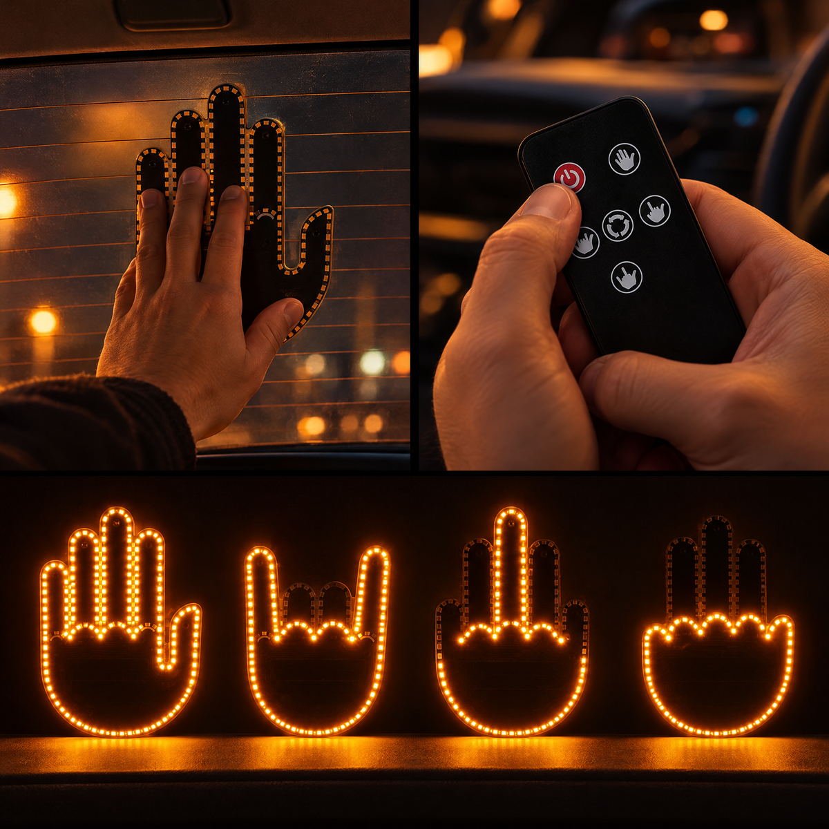 Clakzi – Main LED gestuelle pour voiture avec télécommande