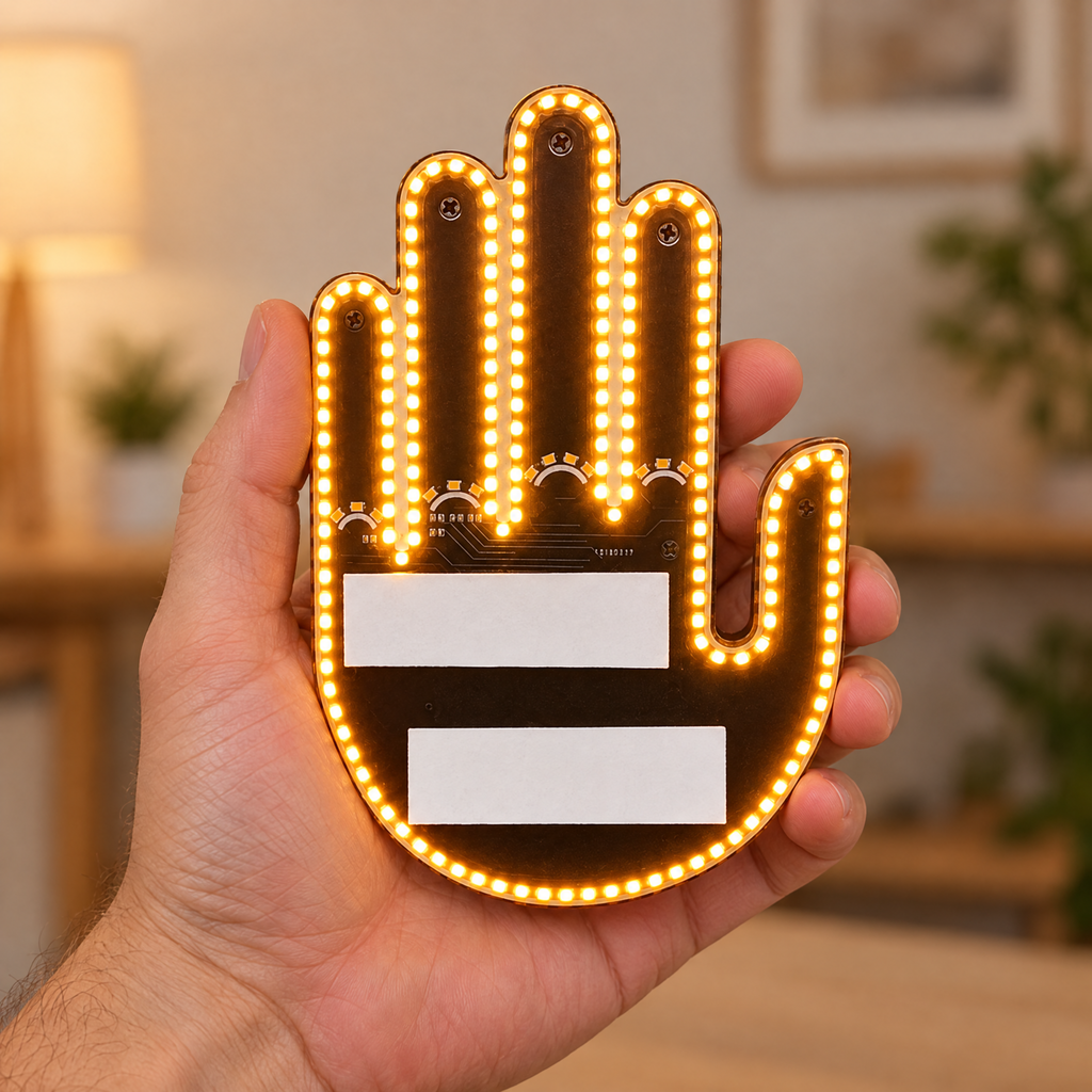 Main LED Clakzi tenue en main, environ 15 cm de haut